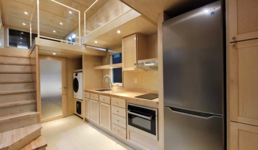 escape-eone-tall-tiny-house-with-main-floor-bedroom-001-900x525-1 Escape eOne Tall Tiny House with a Main-Floor Bedroom Option