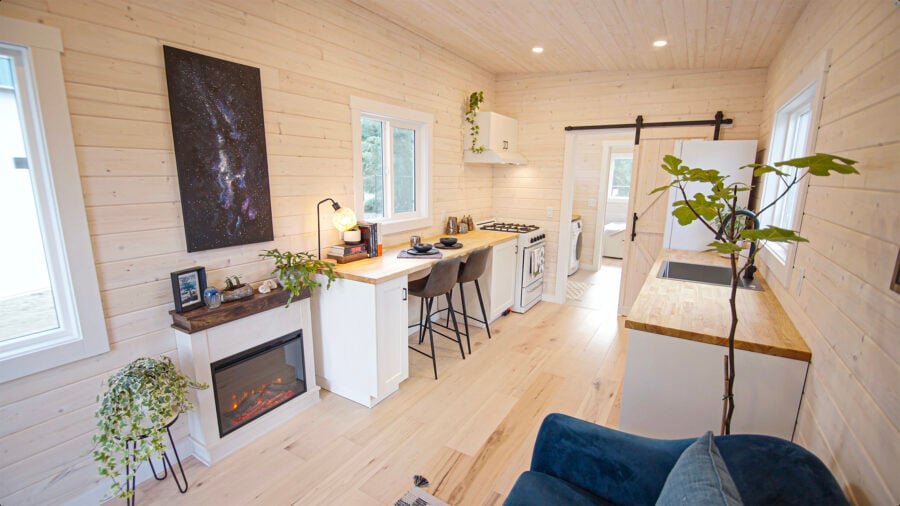 Barred Owl Tiny House Kitchen - Rewild Homes and Exploring Alternatives