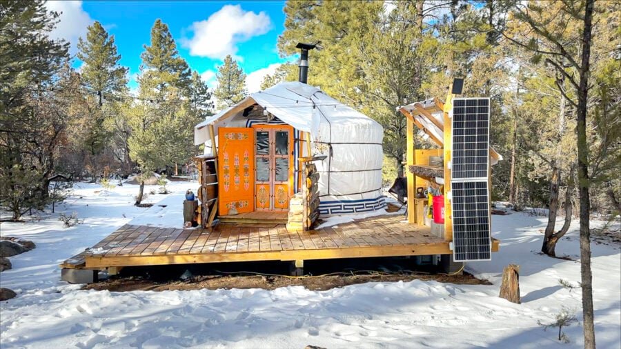 Off Grid Tiny Yurt Exterior - Exploring Alternatives and Molly Caroline