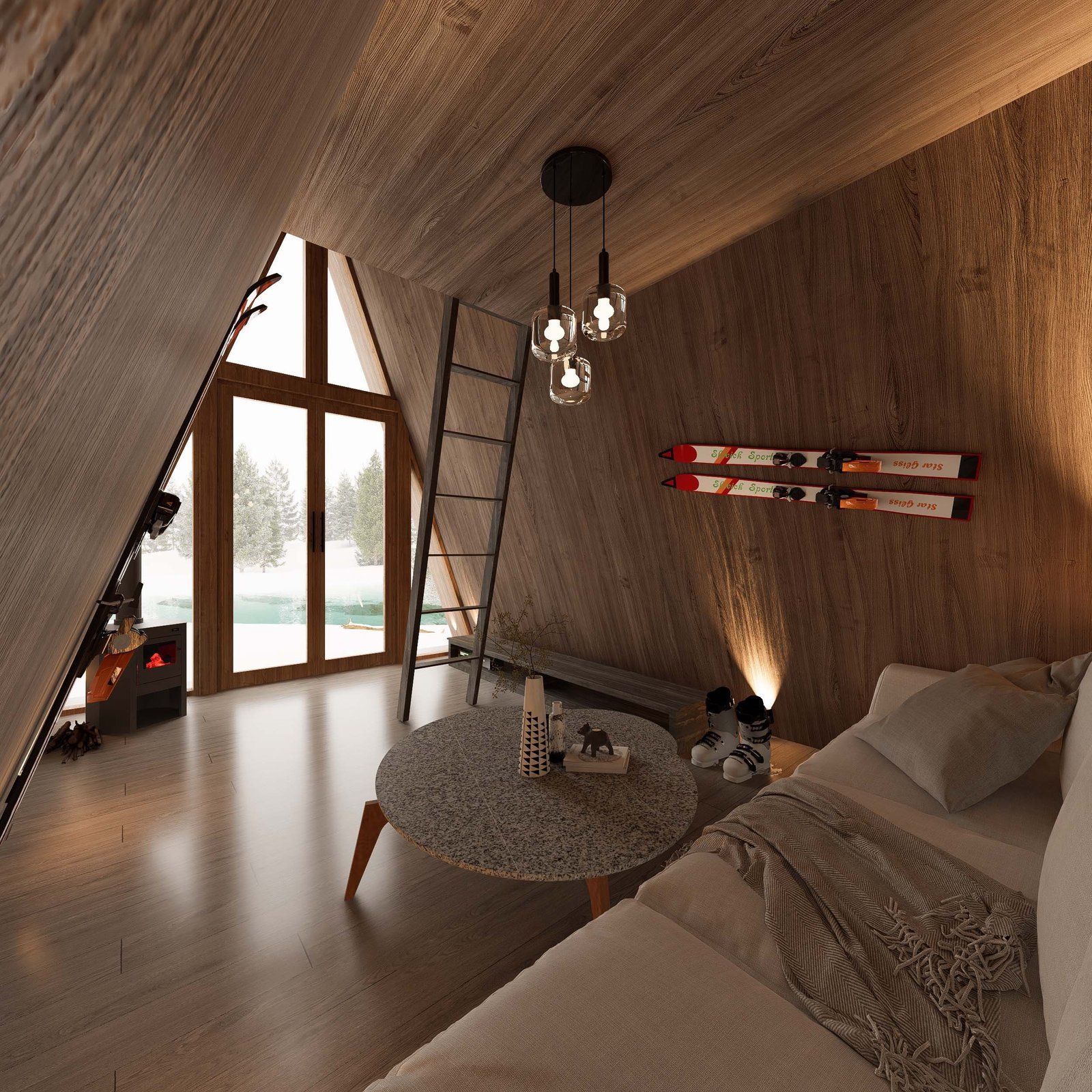 Floor plan of the Kyabin A-frame