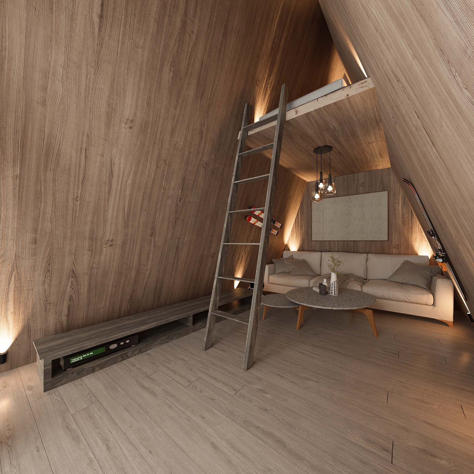 Modern exterior of the Kyabin A-frame