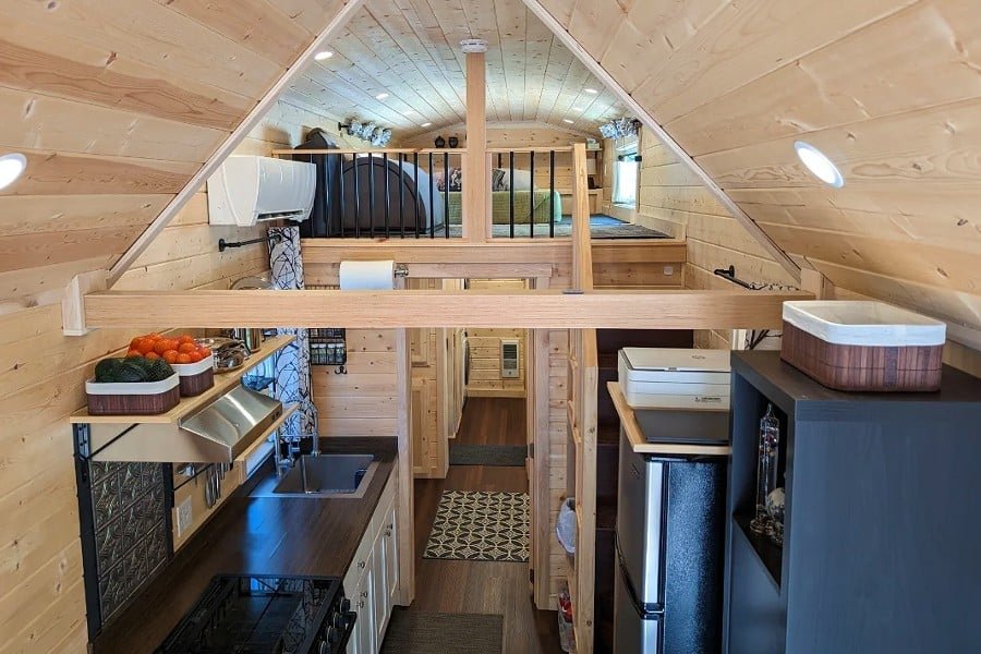 Interior view from above of the 2021 EMF Shielded Tiny Home