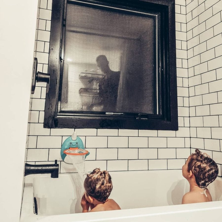 Deep soaking bathtub in a family-friendly tiny home